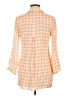 Bella Dahl 100% Rayon Checkered-gingham Orange 3/4 Sleeve Button-Down Shirt Size M - photo 2