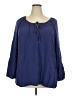 Ellos 100% Rayon Blue 3/4 Sleeve Blouse Size 22 - photo 1