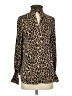 H&M Animal Print Brown Long Sleeve Blouse Size S - photo 1