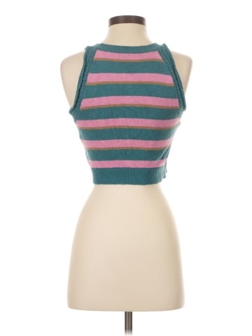 Madewell Crochet-Trim Crop Sweater Tank in Stripe (view 2)