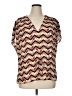 Etcetera 100% Polyester Chevron-herringbone Gold Short Sleeve Blouse Size 16 - photo 1