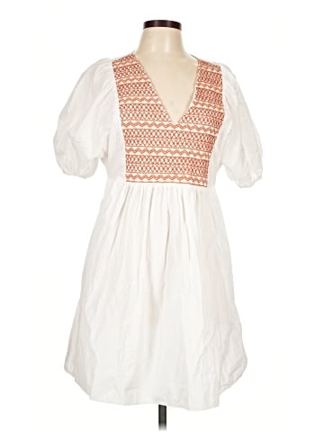 Madewell Embroidered Poplin V-Neck Mini Dress (view 1)