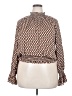Worthington 100% Polyester Houndstooth Brown Long Sleeve Blouse Size XXL - photo 1