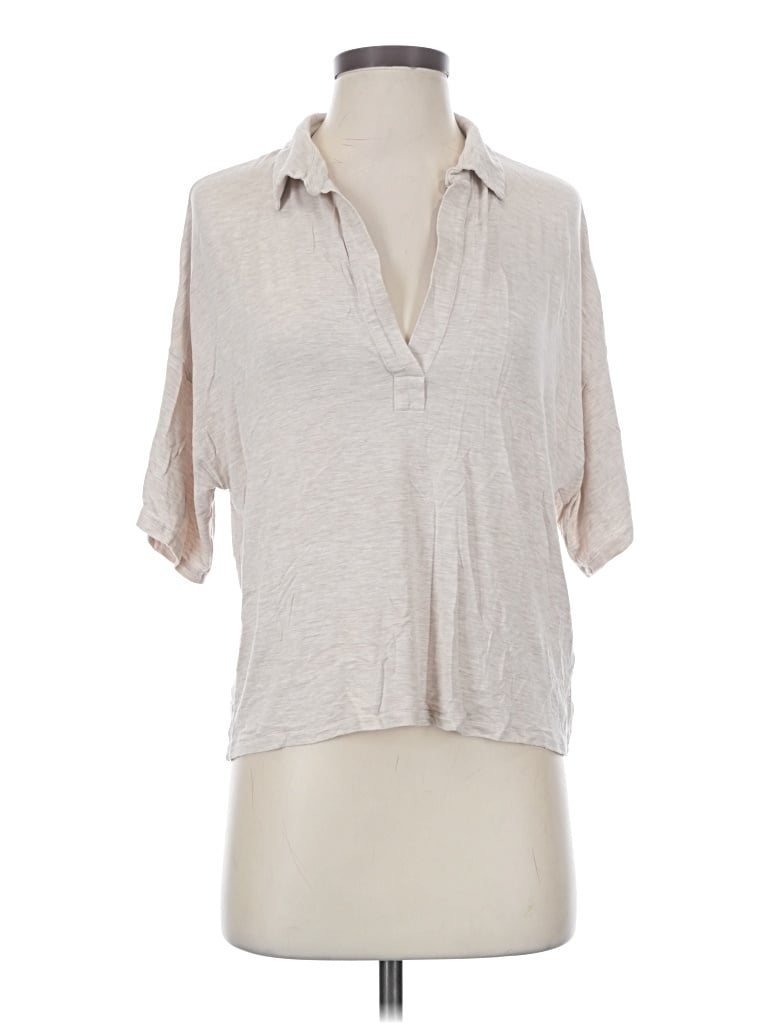 Pre-owned Majestic Filatures Short Sleeve Blouse In Gray
