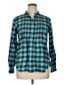 Lands' End 100% Cotton Checkered-gingham Teal Long Sleeve Button-Down Shirt Size 16 - photo 1