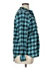 Lands' End 100% Cotton Checkered-gingham Teal Long Sleeve Button-Down Shirt Size 16 - photo 4