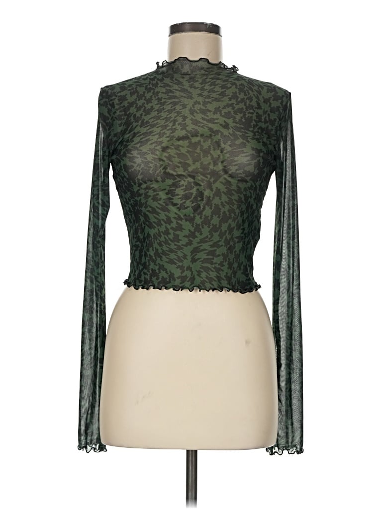 Pre-owned Resa Long Sleeve Top Green Turtleneck Tops