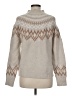 Max Studio Chevron-herringbone Tan Turtleneck Sweater Size M - photo 2