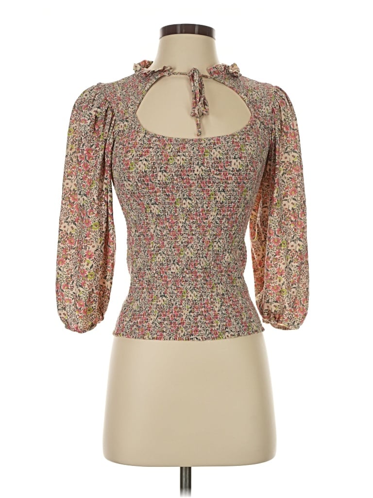 Pre-owned Nation Ltd 3/4 Sleeve Blouse In Brown