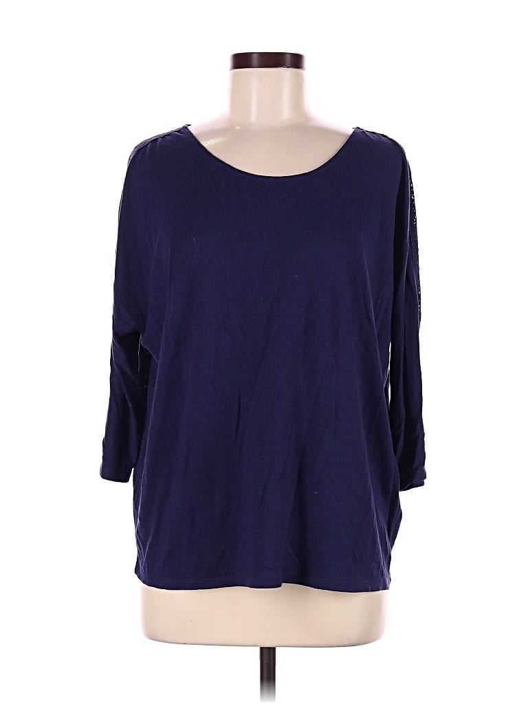 Pre-owned Garnet Hill 3/4 Sleeve T-shirt In Blue