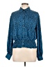 Who What Wear 100% Polyester Animal Print Blue Long Sleeve Blouse Size L - photo 1