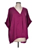 Glam 100% Polyester Purple Burgundy Short Sleeve Blouse Size L - photo 1