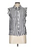 BB Dakota 100% Rayon Stripes White Sleeveless Button-Down Shirt Size L - photo 1