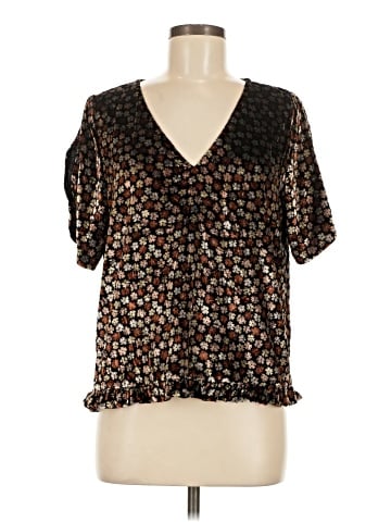 Madewell Velvet Tulip-Sleeve Ruffle Top in Petite Blooms (view 1)
