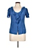 Fossil 100% Silk Blue Short Sleeve Silk Top Size L - photo 1