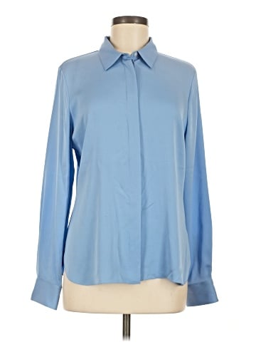 Theory Long Sleeve Silk Top (view 1)