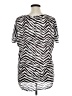 Tahari 100% Linen Animal Print Silver Short Sleeve Blouse Size 1X - photo 2