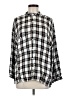 Max Studio 100% Rayon Plaid Silver Long Sleeve Button-Down Shirt Size M - photo 1