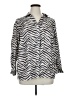 Tahari 100% Linen Animal Print Silver Long Sleeve Blouse Size 1X - photo 1