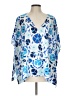 Crosby 100% Polyester Blue Short Sleeve Blouse Size L - photo 1