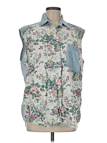 Cotton Express Sleeveless Button-Down Shirt (view 1)