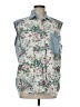 Cotton Express 100% Cotton Floral Ivory Sleeveless Button-Down Shirt Size M - photo 1