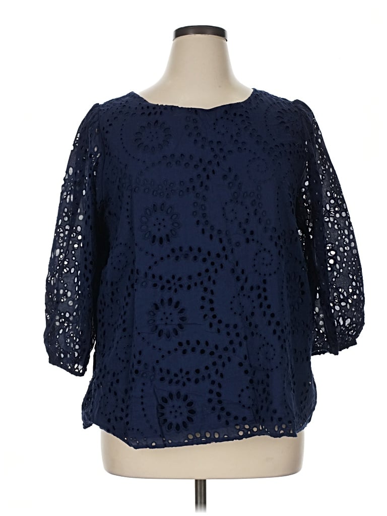Pre-owned Beacon 3/4 Sleeve Blouse In Blue