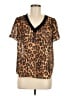 Milly 100% Polyester Animal Print Brown Short Sleeve Blouse Size M - photo 1