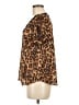 Milly 100% Polyester Animal Print Brown Short Sleeve Blouse Size M - photo 5