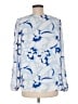Ann Taylor LOFT 100% Polyester Blue Long Sleeve Blouse Size M - photo 2