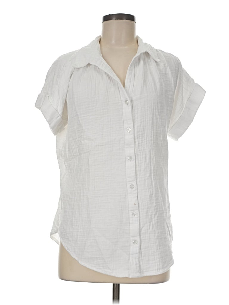 Pre-owned Caslon Short Sleeve Blouse In White