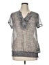 Assorted Brands 100% Polyester Gray Short Sleeve Blouse Size EU 46 / US 16 - photo 1