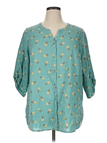 Catherines 3/4 Sleeve Button-Down Shirt (view 1)