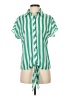 NY Collection Stripes Green Short Sleeve Blouse Size S - photo 1