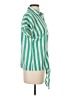 NY Collection Stripes Green Short Sleeve Blouse Size S - photo 4