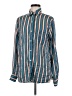 Le Superbe 100% Polyester Stripes Teal Long Sleeve Blouse Size 6 - photo 1