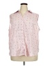 Basic Editions Hearts Pink Sleeveless Button-Down Shirt Size 3X - photo 1