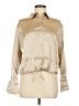 LILYSILK 100% Silk Metallic Tan Long Sleeve Silk Top Size M - photo 1