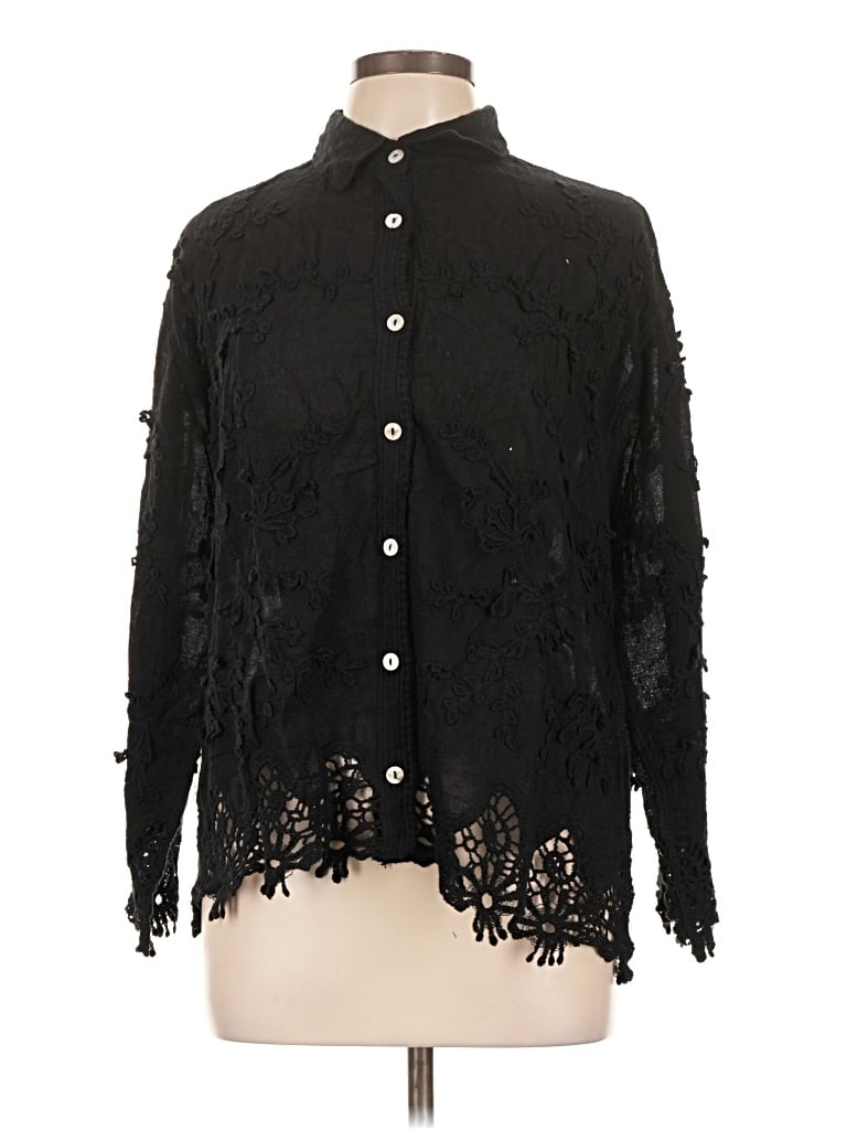 Pre-owned Liv Long Sleeve Blouse In Black