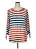 Ruby Rd. Stripes Orange Red 3/4 Sleeve T-Shirt Size 1X - photo 1