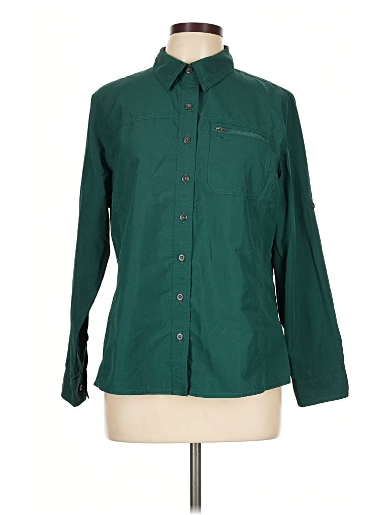 Pre-owned L.l.bean Long Sleeve Blouse In Green