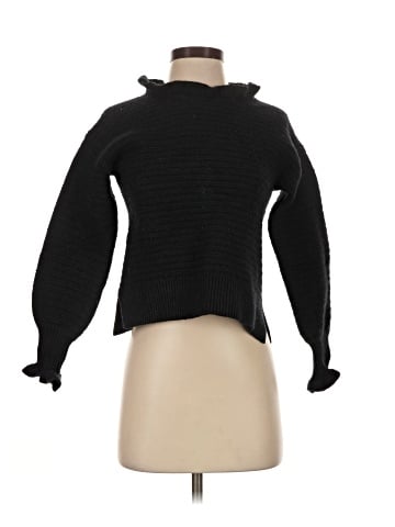 Madewell Ruffle-Neck Pullover Sweater in Cotton-Merino Yarn (view 1)