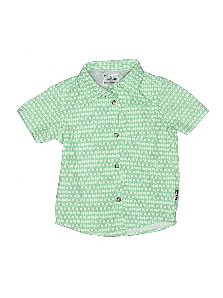 Pre-owned Eddie Bauer Kids' Short Sleeve Button Down Shirt In Green
