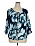 NY Collection 100% Rayon Blue 3/4 Sleeve Blouse Size 1X - photo 1
