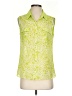 Tahari 100% Polyester Animal Print Green Sleeveless Blouse Size XS (estimated) - photo 1
