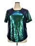 Spadehill 100% Polyester Metallic Teal Green Short Sleeve Top Size XXL - photo 1