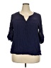 Solitaire 100% Rayon Blue 3/4 Sleeve Blouse Size 2X - photo 1