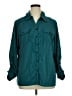 Elementz Stripes Teal Long Sleeve Blouse Size XL - photo 1