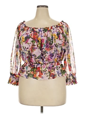 Aqua 3/4 Sleeve Blouse (view 1)