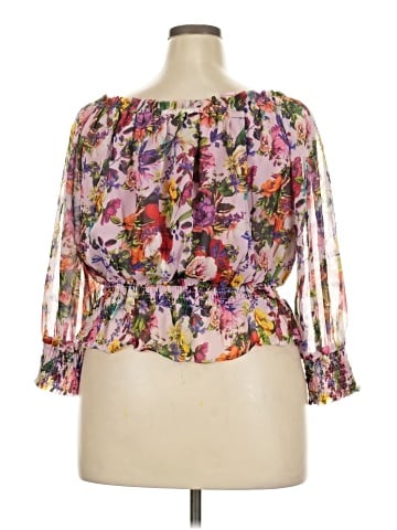 Aqua 3/4 Sleeve Blouse (view 2)
